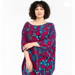 LuLaRoe Women’s Blue and Pink Short Sleeve Floral Irma Tunic Top Size XL NWT